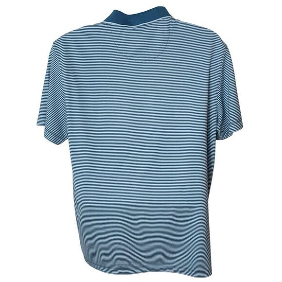 Van Heusen Mens Polo L Blue Striped Classic Fit Performance Short Sleeve Golf - Picture 2 of 6